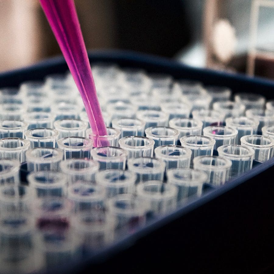 Test tubes filled in lab representing Chicago ARC Innovation Center.