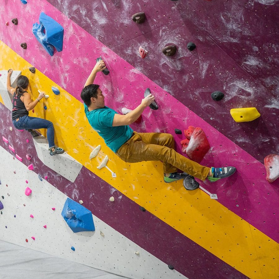 First Ascent climbing wall.