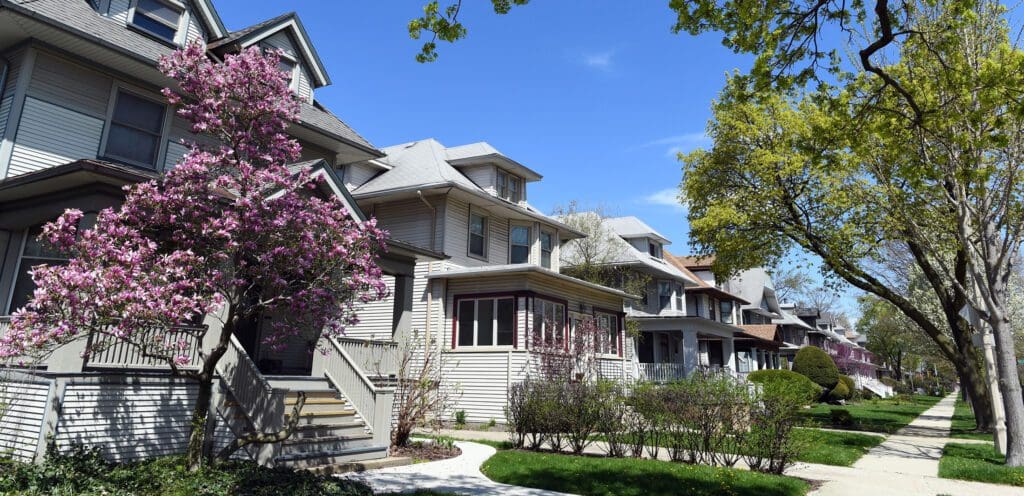 Homes on Chicago residential street. Homes on Chicago residential street.