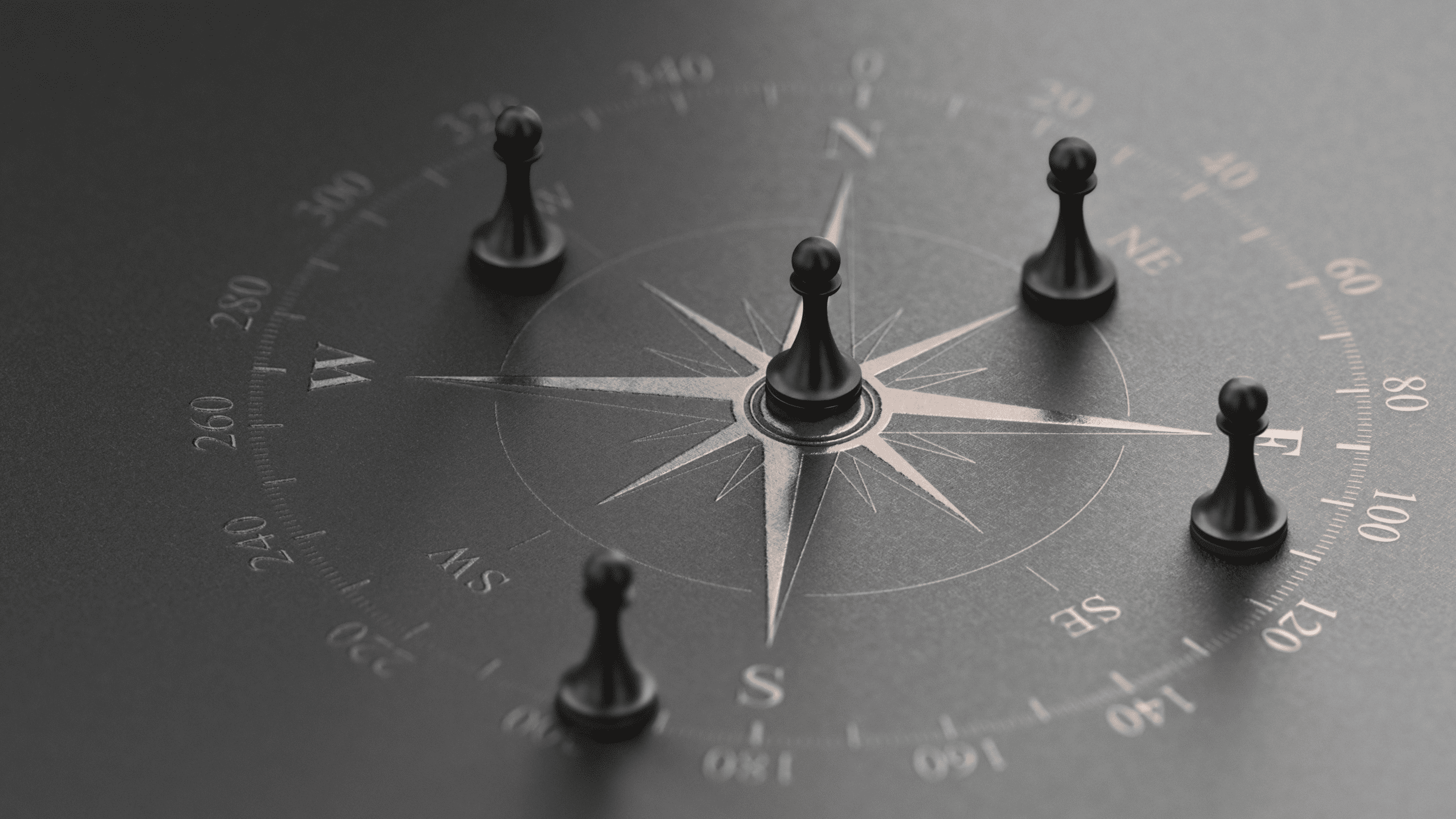 Pawns at compass points.